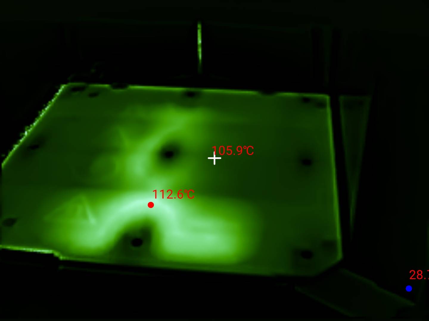 Thermal image: original configuration with metal spacers